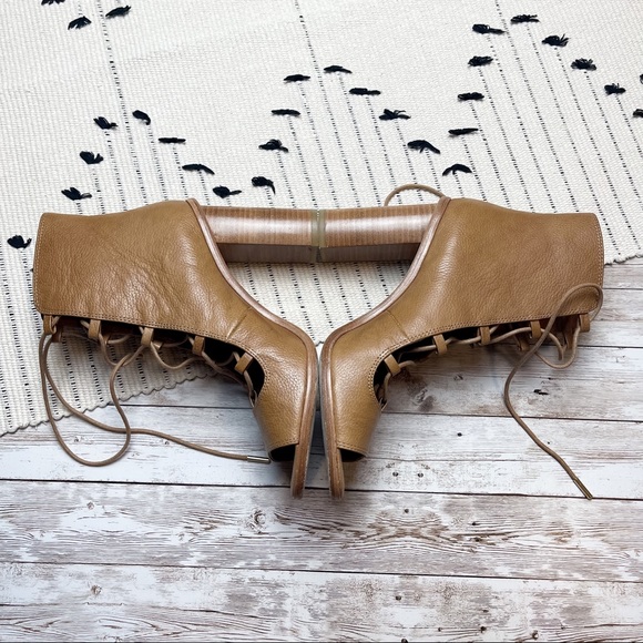 Joie Cordelia Lace-Up Sandal Heel Tan Brown Size 39.5 9.5 - Picture 3 of 11